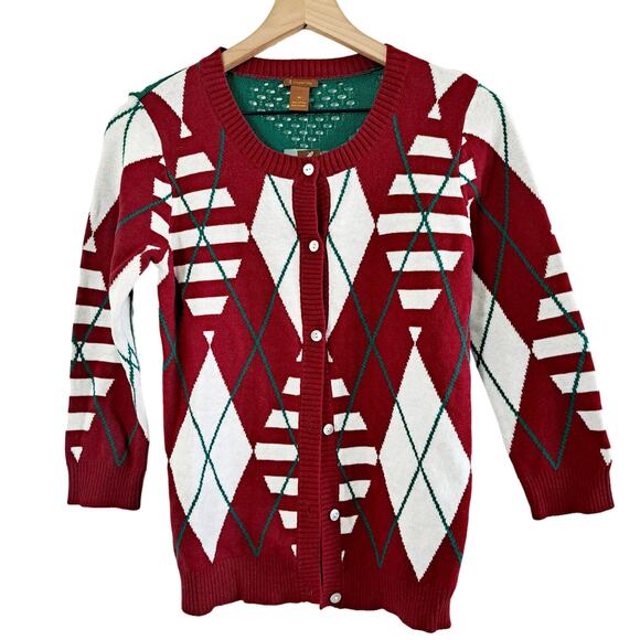 Copper Key Argyle Button Front Cardigan - Picture 2 of 5